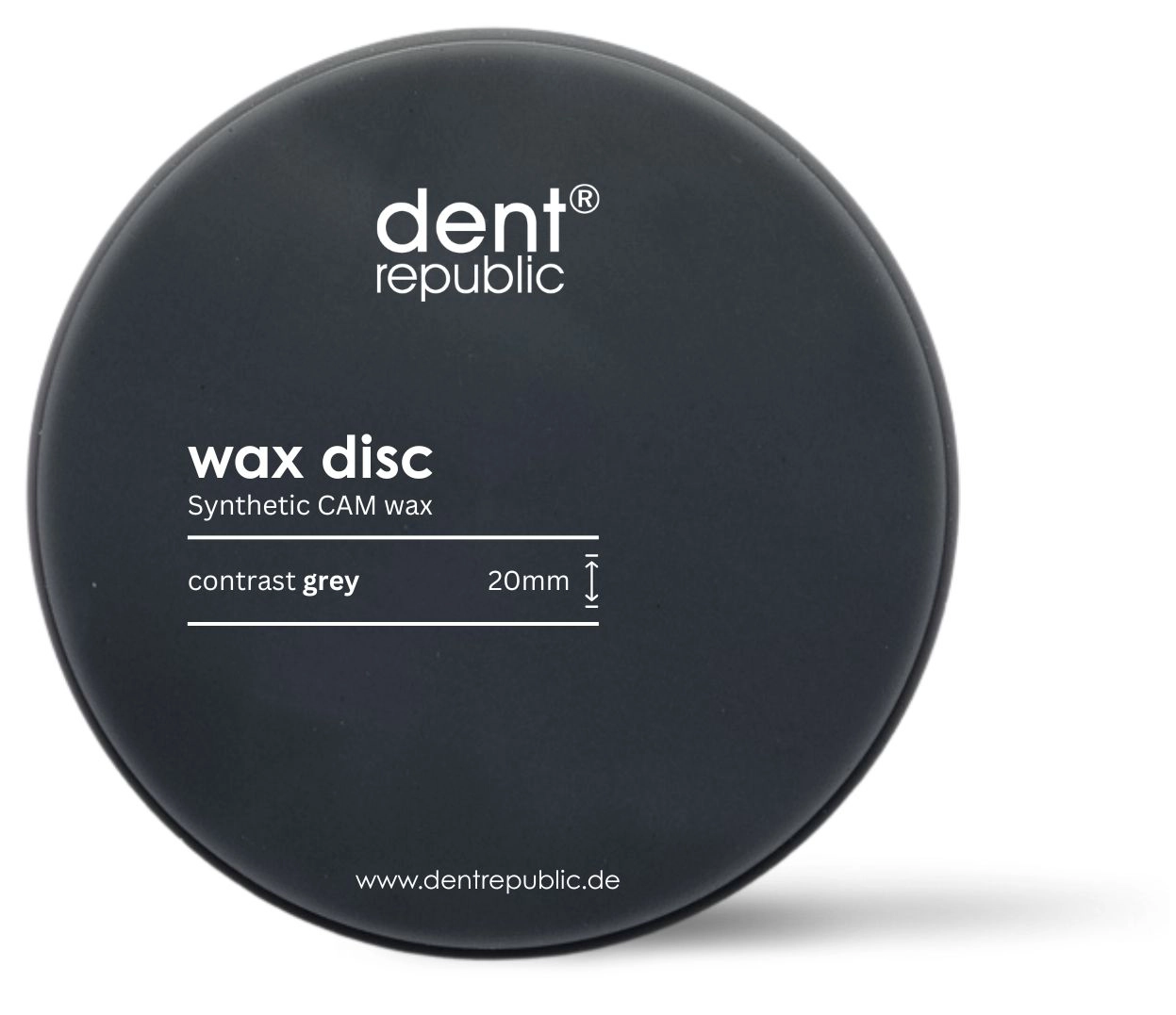 Grauer Fräswachs-Rohling dentrepublic wax disc für die CAD-CAM-Bearbeitung im Dentallabor.